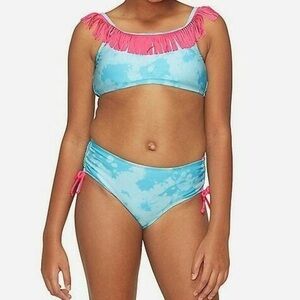 Girls Justice Blue and Pink Fringe Bikini size 14